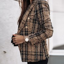 30대 여성자켓 office plaid lapel women 블레이저 정장 코트 40대