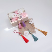 새담 전통 노리개 5개 / 보자기 포장 나비 옥 장신구 명절선물, 에메랄드 5개