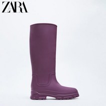 자라 ZARA 가을과 겨울 신제품 여성 신발 퍼플 플랫 패션 레인 부츠 롱 나이트 12055910080