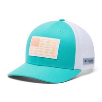 Columbia 유니 PFG 피쉬 플래그 메시 볼 캡 - 하이 크라운 블랙/쿨 그레이/인쇼어 슬램 깃발 XXL, XX-Large, Turquoise, Offshore Slam Flag
