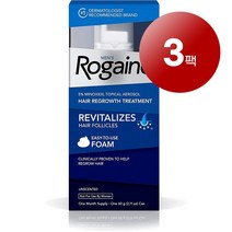 Rg 로우게인 미국 직배송 남성용 두피 모발 영양 관리 헤어 그로우쓰 트리트먼트 폼 60g, 3팩