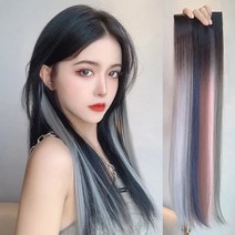 온리정 포인트 헤어 똑딱이 스타일 브릿지 붙임머리 셀프 부분가발 부분염색 그라데이션 투톤 헤어피스, 핑크