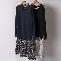 빅사이즈사랑해요 D021L103 프린팅배색분또원피스 OL