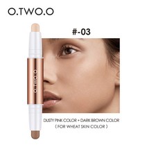 O.TWO.O 컨투어 스틱 더블 헤드 컨투어 펜 방수 매트 피니시 하이라이터 3.6g, #03 더스티 핑크색 + 짙은 갈색 × 1개