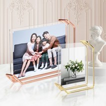 리브리움 탁상액자 가족사진 결혼 틀 제작 투명아크릴 웨딩 테이블 빈티지 프레임 labinlab*6449043PY, 로즈골드 소