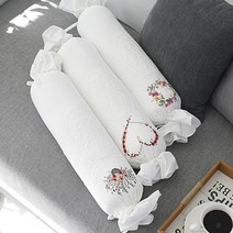 하얀색 캔디쿠션 플라워 자수 레이스 인테리어 쿠션, 쿠팡 하트
