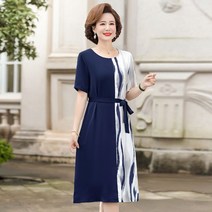 쉬폰 중년 여성 여름 원피스 반팔 쉬폰 50대 60대 엄마옷 선물 아줌마 상견례 오피스룩 정장 여자