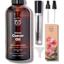 (프랑스) BIONOBLE 캐스터오일 콜드 프레스드 100ml +마스카라 키트 ORGANIC CASTOR OIL Glass Bottle Pump Mascara Kit, 1개, 200ml