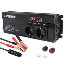 LVYUAN 차량용 전원 인버터 LED 디스플레이 4USB 컨버터 충전기 변압기 EU 및 범용 플러그 2600W DC 12V 24V to AC 220V, [04] 24V EU Red