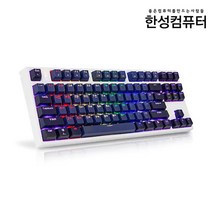 한성컴퓨터 TKL 게이트론 RGB 기계식 유선키보드 청축, 화이트, GK687, 텐키리스
