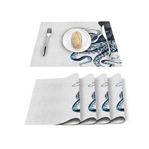 ZSEDP 4/6pcs Set Table Mats Printed Cotton Linen Napkin Kitchen Accessories Home Party Decorative Pl, 4 PCS_D