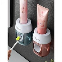 Q1080501 벽걸이 치약 짜기 짜개 자동 디스펜서 펌핑기, 핑크
