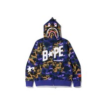 BAPE 베이프 x Heron 프레스토n 믹스 1st 카모 샤크 릴렉스드 Fit 풀 집 후드 퍼플 301538