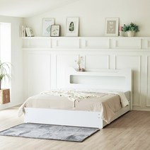 유니티 & 하모니 빅와이드 서랍형 LED 침대 매트리스 세트 싱글 슈퍼싱글 더블 퀸, 유니티2단(화이트), 9존독립 화이트 (CL볼라텍스)