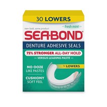 Sea Bond Secure Denture 접착제 씰 프레쉬 민트 하강 아연 프리 종일 홀드 메스 프리 30 카운트 :, 1