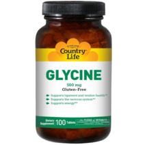 Country Life Glycine 500 mg - 100 Tablets - Supports Ligament and Tendon Health - Supports The Nervo, 수량