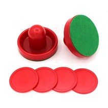 mounchain 96mm 실내 에어 하키 테이블 펠트 푸셔 세트 하키 퍽 액세서리, 빨간색