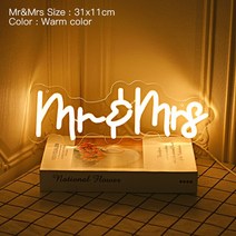 Led 네온 사인 생일 축하 투명하고 유연한 아크릴 야간 조명 오 베이비 웨딩 파티 룸 장식, 05 mr mrs_04 US