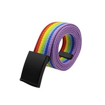 107732 남여 공용 캔버스 웹 벨트 청바지 반바지 바지에 대한 검은 금속 버클 캐주얼 군사 전술, 무지개, 140cm/55인치