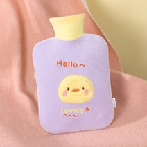 홈데코레 보온 물주머니 500ml 1000ml 2000ml 찜질팩 보온주머니 보온팩, 극세사 퍼플 병아리