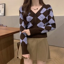 래피의류 아가일니트 아가일가디건 아가일 크롭가디건 아가일베스트
