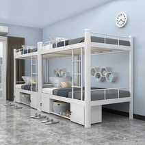 2층 침대 교직원 기숙사 아파트 합숙소 병원 게스트하우스 2층침대, 높이180x가로90x세로200cm블랙