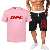 여름 캐주얼 커플 반바지 반팔 티셔츠 세트 UFC
