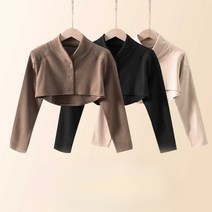 어깨 패드 수면 조끼 보온 노인 방한 경추, 베이지  (카라 패치 긴팔) XL