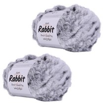 마마니트 소프트래빗 인조토끼 털실 2p, 23 블랙화이트믹스