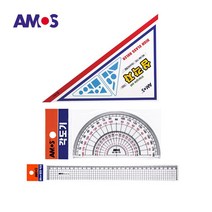 AMOS 각도기+삼각자+일반형 방안직자 30cm 세트, 1세트