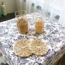 LAVA 핸드메이드 라탄 티코스터 우드 컵받침