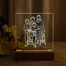 가꼬싶다 드로잉 무드등 아크릴 제작 기념일선물 커플선물, 그림따라 컷팅형, 라지형, 3인