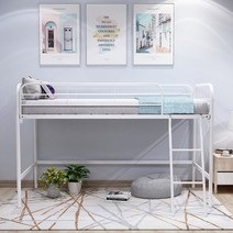 벙커침대 철제 이층침대 침대 실용적인 계단 성인 사다리 2층침대, 100x190x127, 화이트
