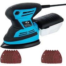 Tilswall 멀티 샌더 200W 15000RPM 델타 샌더 12 샌드페이퍼 집진 시스템 140*140mm 샌더 고정 먼지 상자 고성능 및 편의성-30231, 푸른