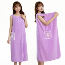 새로 나온 여성 목욕타월은 착용 및 포장이 가능해 수분 흡수가 빠르다. 홈 롱 목욕 스커트, L(65-75kg), 자주색