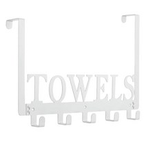 수건 걸이 홀더 욕실 주최자 랙 5 개의 후크 도어 후크 도어 후크 벽걸이 가정용 욕실 캐비닛 목욕 가운 모자, 38x4.5x26.3cm, 강철, 하얀