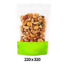 그린스탠드(지퍼형) / 220x320 / 100매 / 국물용 다시멸치 디포리 볶음용멸치 건어물포장지 잡곡봉투 건어물봉투 말린나물 수산물봉투