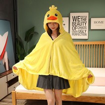 동물 캐릭터 후드담요 입는 담요 이불 집순이 겨울 숄 담요 망토 차박 캠핑 극세사 두꺼운