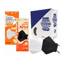 크린테크 방역마스크 KF94 소형 대형 화이트 블랙 50매(1매입개별포장), 소형 블랙