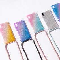 하이하바 트윙클 메탈릭 글리터펄 레인보우 핸드폰 목걸이 스트랩케이스 고리 크로스끈 케이스