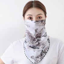 시원한 인쇄 실크 자외선 차단 마스크 차양 및 자외선 차단 마스크 통기성 여름 마스크 여성 소녀용 오염 방지 마스크, K