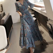 SAMARA 잔꽃 쉬폰 원피스 슬림 여름 데일리
