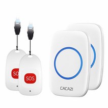 무선초인종 무선차임벨 cacazi smart home 호출기 노인 환자 긴급 알람, 협력사, 2 sos 2 수신기, 영국