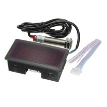 타코메타 회전계 LED 4 디지털 타코미터 RPM 속도계 빨간색 + NPN 홀 근접 스위치 센서, 01 빨간