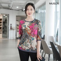 엄마옷 모슬린 페이즐리 7부 티셔츠 TS201027마담 미시옷 50대 중년여성의류 60대 엄마옷 빅사이즈 할머니옷 여성옷
