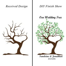 HAOCHU (공작이 꼬리를 확산) 지문 트리 웨딩 게스트 북 비 샤워 생일 파티 서명 책 + 잉크 패드, 20, 옵션1