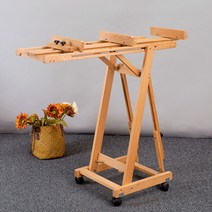 전문가용 이젤 드로잉 에스컬레이터 캔버스 화판 그림, 상세이페이지 참고, 바닥형 통나무 색상 + 2K 드로잉 보드