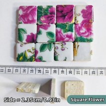 4oz114g 멀티 모양 도자기 모자이크 타일 5mm018 인치 두께 Ovoid다각형원형정, Large Square Flower+4oz114g