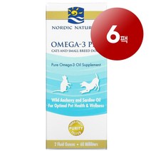 리암마켓 Nordic Naturals 노르딕 내추럴스 강아지 고양이용 면역 건강한 피부 털 관리 보충제 오메가-3 60ml 1팩, 6팩