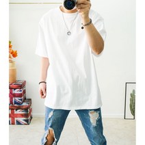 16수 워싱면 밑단트임 무지 레이어드 이너티셔츠 빅사이즈반팔티